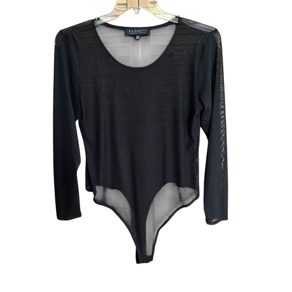 Eloquii Sheer Black Long Sleeve Bodysuit Women’s Size 14/16